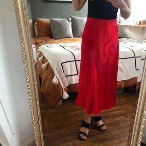 Cherry Red Satin Skirt